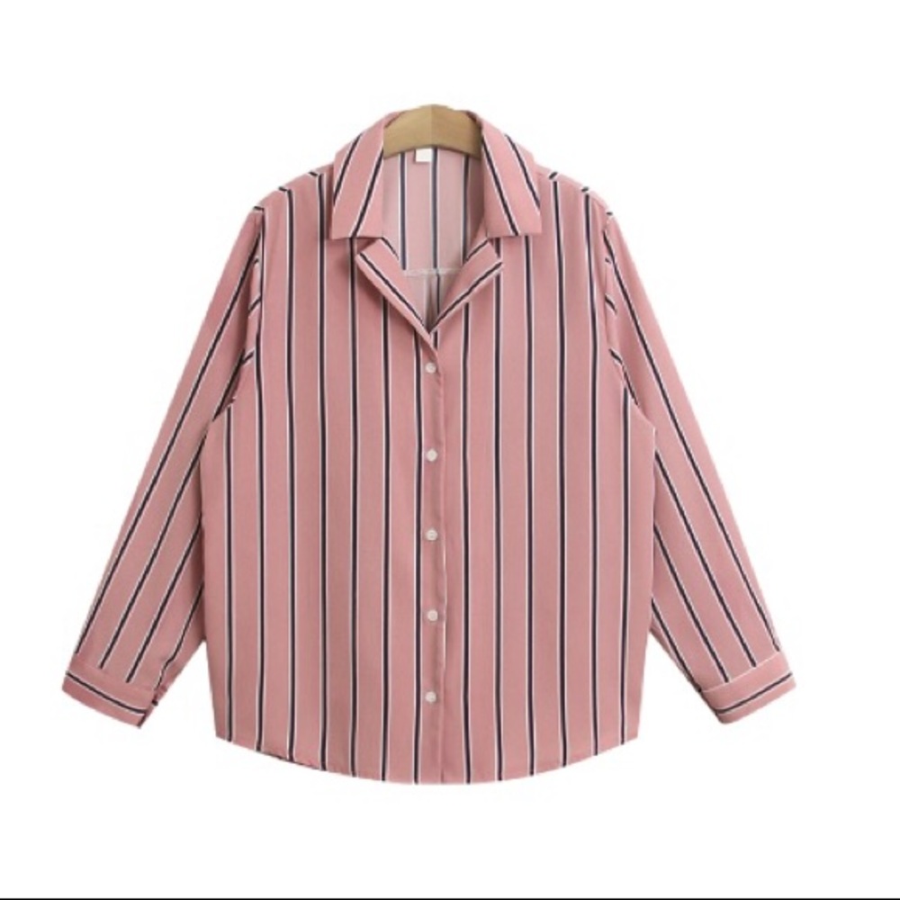 Dusty pink stripe button down shirt